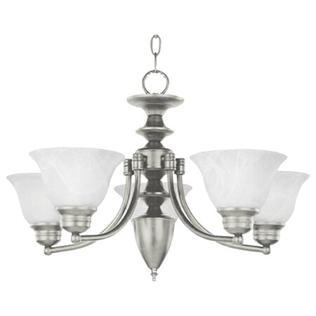 Maxim Five Light Satin Nickel Marble Glass Up Chandelier 2699MRSN
